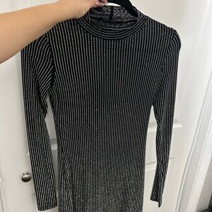 AKIRA Black and White Long Sleeve Dress
